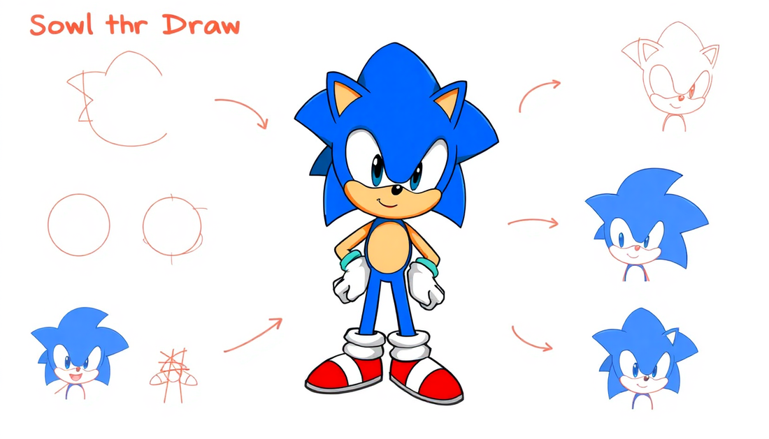 How to Draw Sonic Easily for New Fans – A simple guide to drawing Sonic in an easy-to-follow style