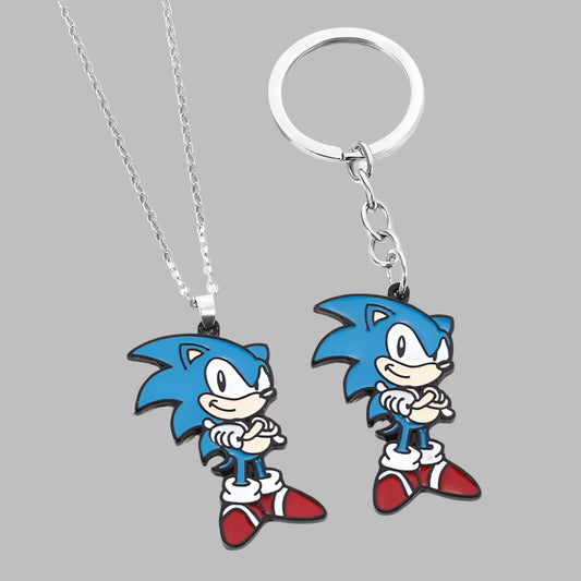 Sonic Keychain & Necklace – Metal Anime Charm Accessories