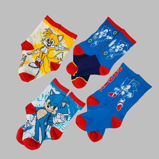 4 Pcs Anime Supersonic Socks – Trendy Knitted Cotton Socks for Kids (7-12 Years)