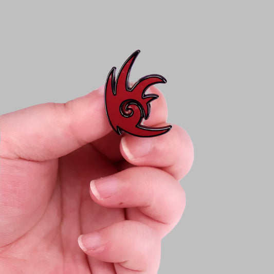 Shadow Enamel Pin – Red Dark Symbol Badge for Gamers & Collectors